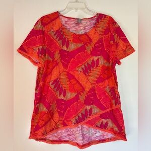 Chico's Bold Pink and Orange Short Sleeve Top